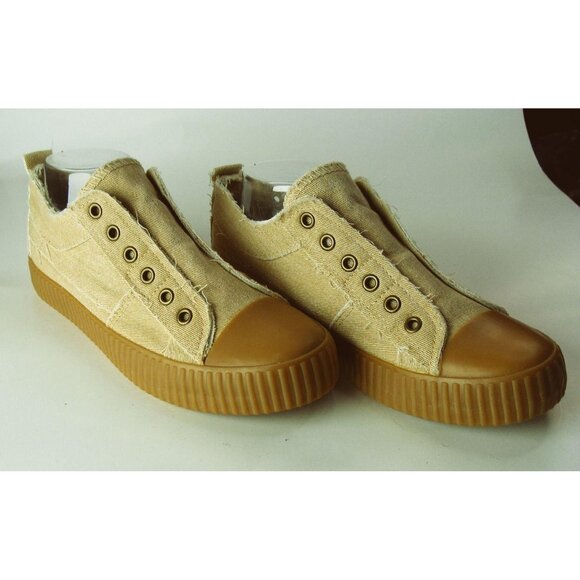 Frayed Beige Slip-On Sneakers With Rubber Sole By Yoki - Picture 2 of 7